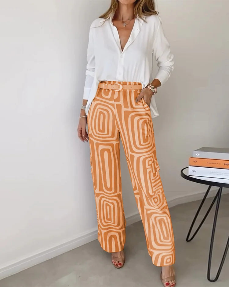 Kammay Stylish Trousers Set – Includes Blouse & Belt