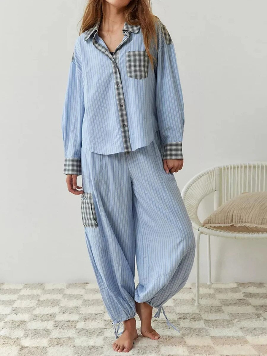 Ava 2-Piece Women's Loungewear Set – Plaid Pajamas