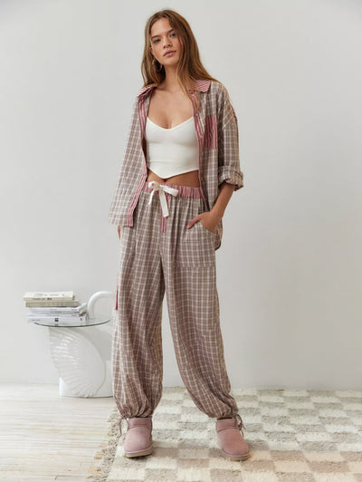 Ava 2-Piece Women's Loungewear Set – Plaid Pajamas