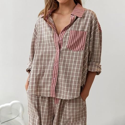 Ava 2-Piece Women's Loungewear Set – Plaid Pajamas